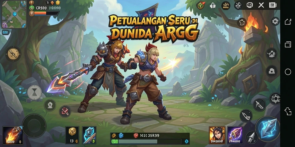Screenshot gameplay ARPG di CRS99 saat bertarung dengan monster.
