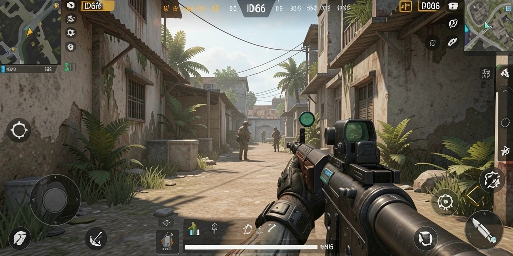 Screenshot permainan ID66 menampilkan aksi tembak-menembak FPS yang seru.