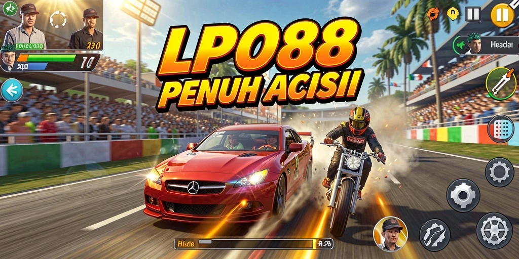 Tangkapan layar LPO88 menampilkan momen balapan mendebarkan di lintasan.