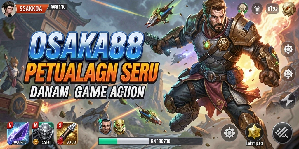 Screenshot utama OSAKA88 menampilkan aksi intens dalam gameplay.