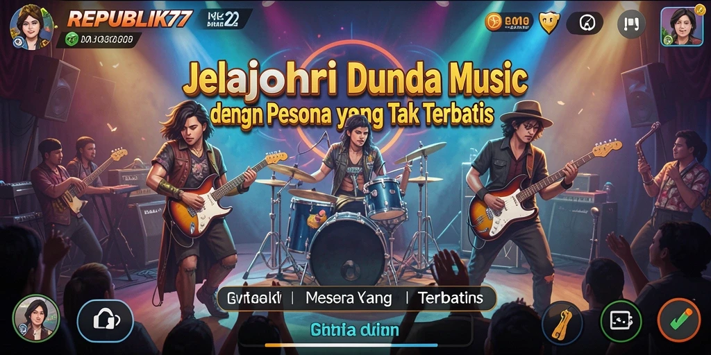 Tampilan gameplay REPUBLIK77 yang menampilkan aksi bermain musik yang mendebarkan.