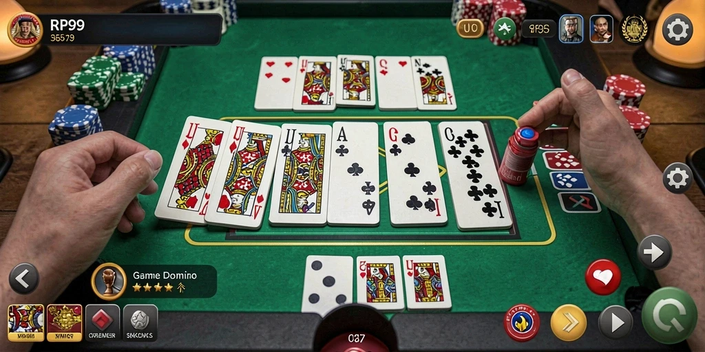 Screenshot gameplay RP99 menunjukkan serunya bermain Domino.